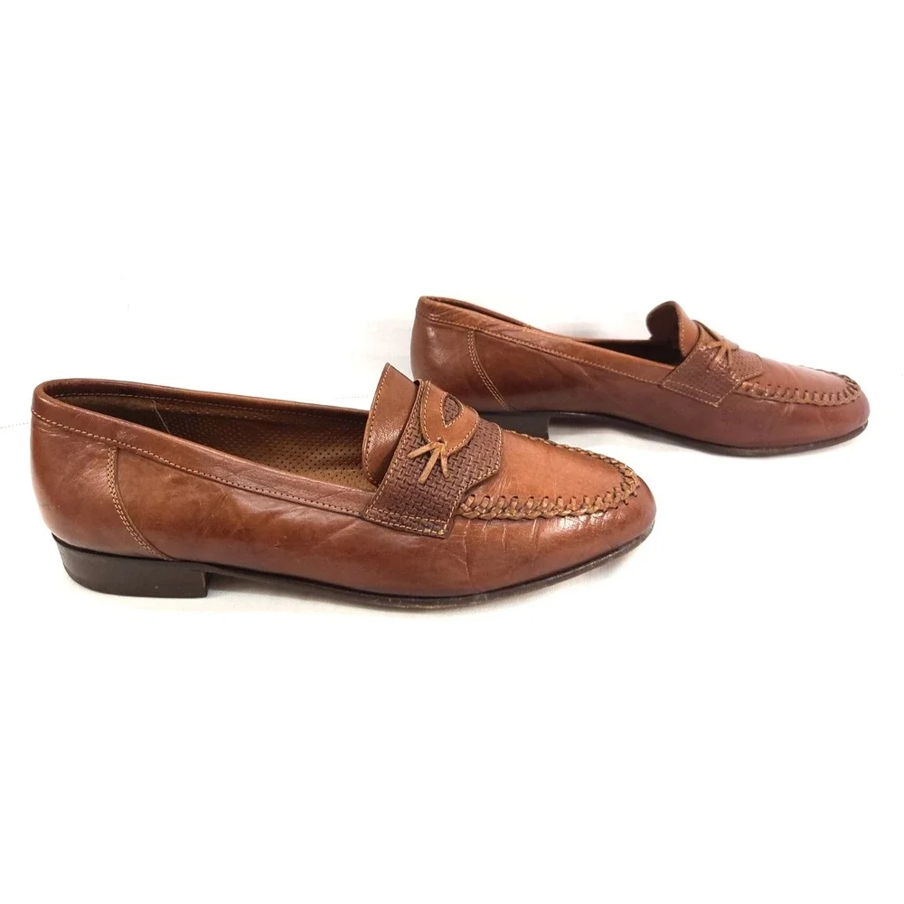 Lavorazione Artigiana Mens Brown  leather Loafer Shoes sz US 10.5 made in Italy